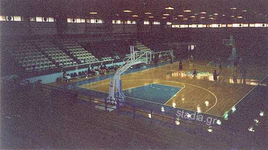 Internal view of Ivanofio Indoor Hall (the main stand is on the left)