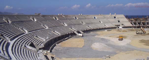 The west part of the Pancretan's stands (October 2002)