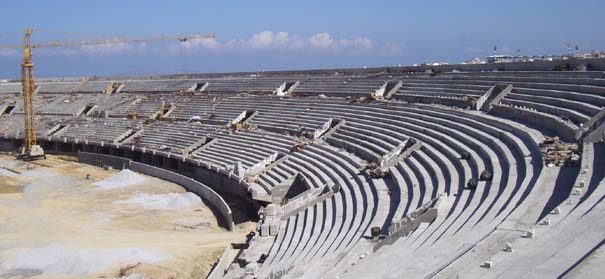 The newly constructed east part of the stands (October 2002)