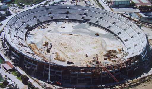 Aerial photograph of the Pancretan Stadium (October 2002)