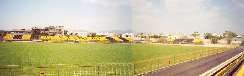 The west stand and the smaller north stand on the right